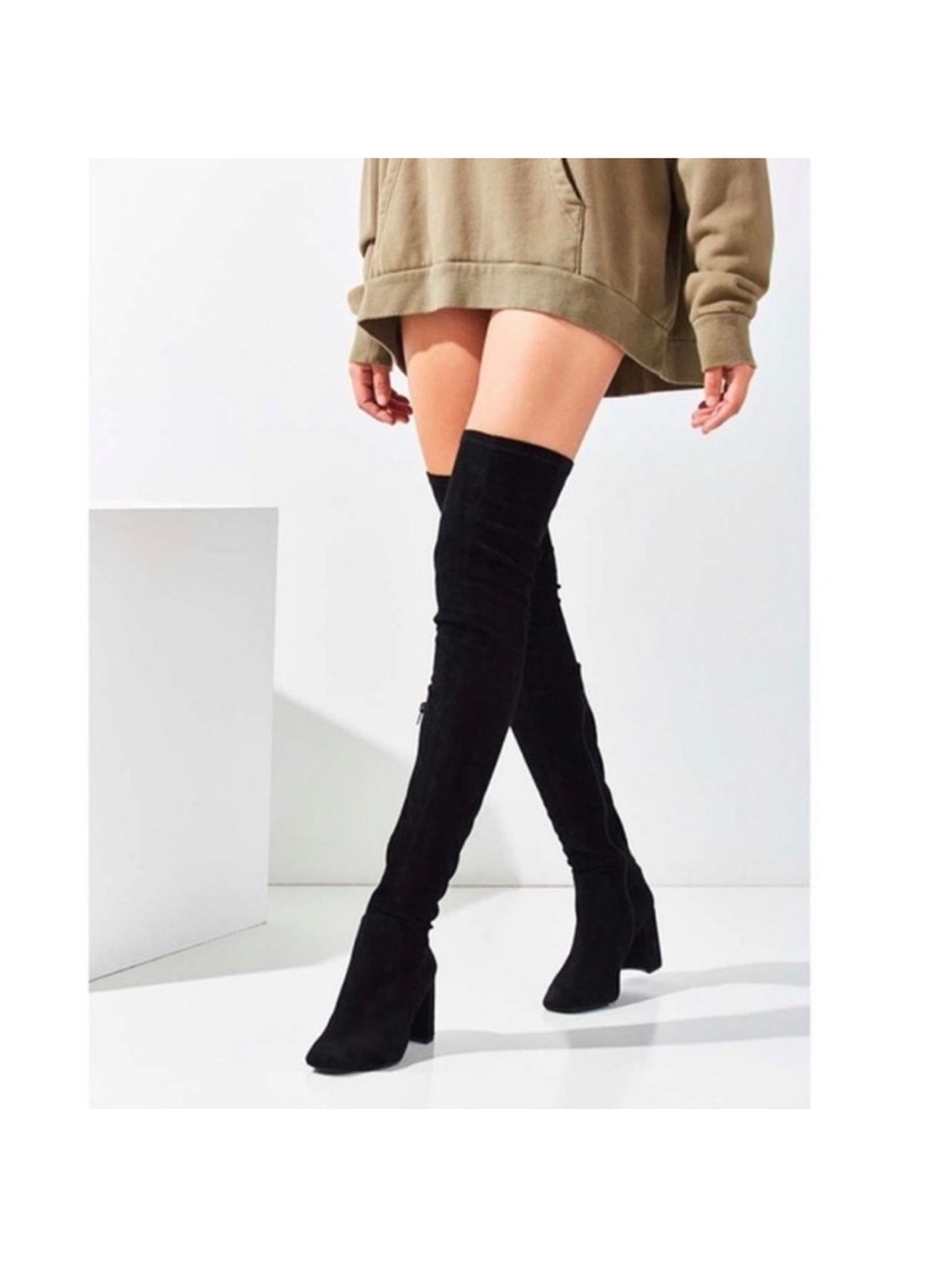 Jeffrey Campbell black suede thigh high boots